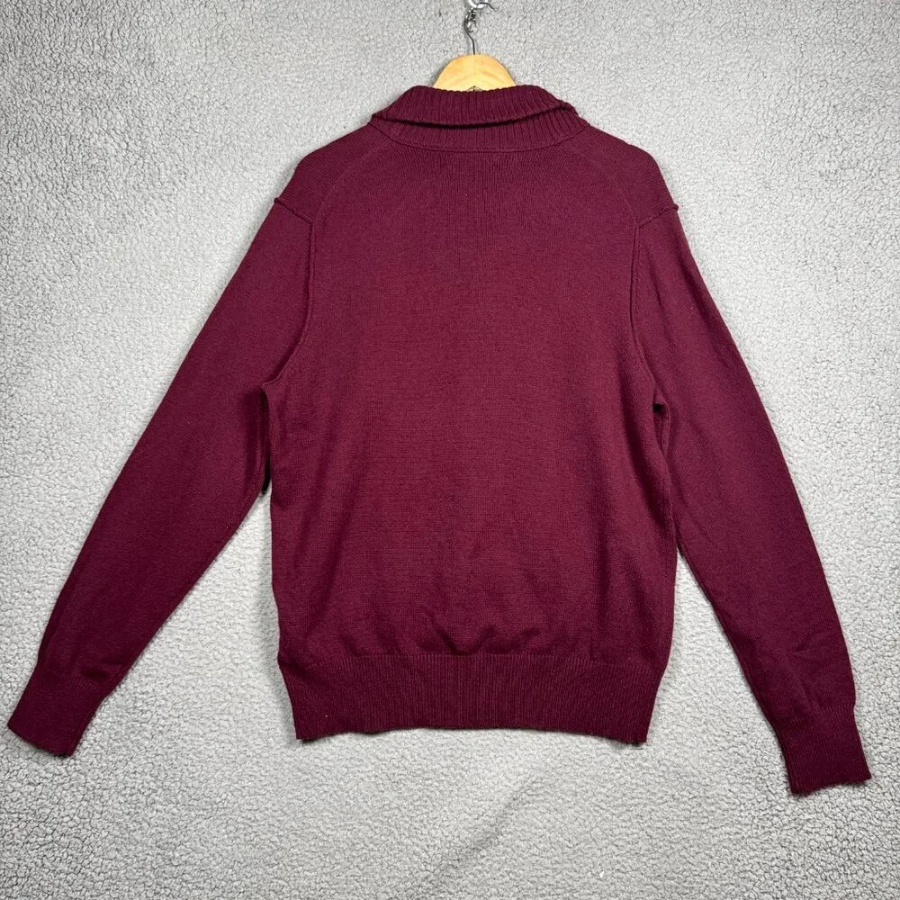 Banana Republic Sweater Mens‎ Size Large Burgundy Cable Knit Shawl Neck Regular
